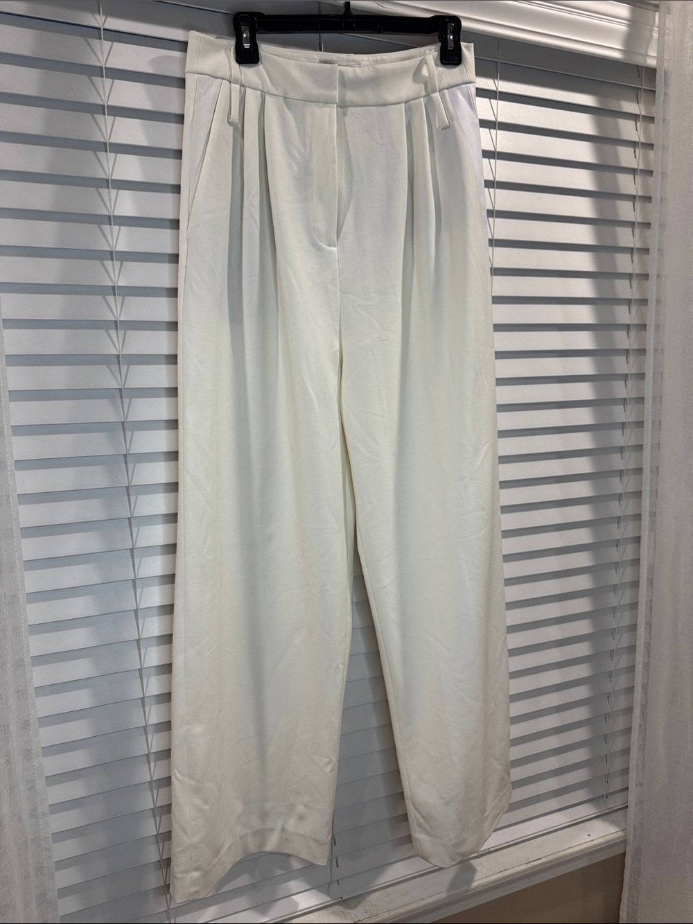 Tibi Cream High-Waist Tailored Pleat Front Pants